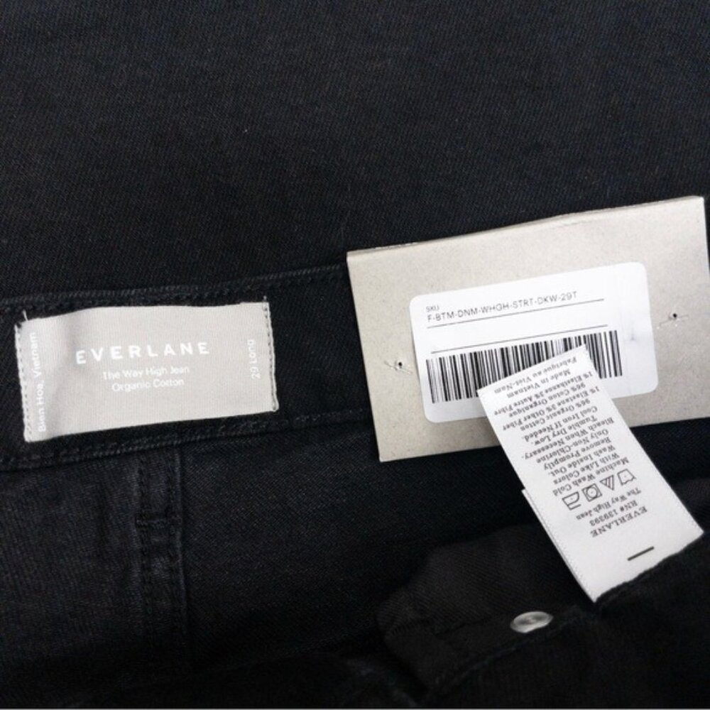 NWT Everlane The Way High Waisted Jean 29 Long Black Raw Hem Straight Wide Leg - Picture 5 of 10
